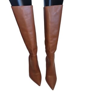 STEVE MADDEN Womens Brown Cushioned Pointed Toe Block Heel Leather Dress Heeled